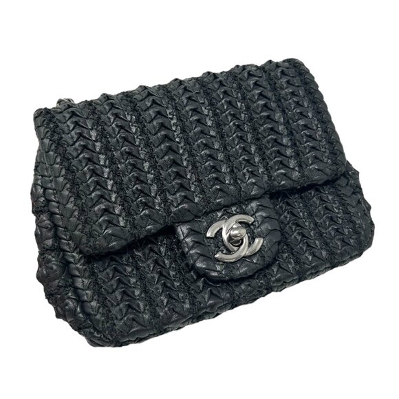 CHANEL CC Mark Logo Shoulder Bag Crossbody Turnlock Chain Leather Black [105803] - Picture 6 of 14